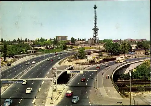 Ak Berlin Charlottenburg Westend, Funkturm, Schnellstraße