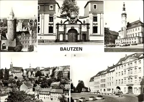 Ak Bautzen in der Oberlausitz, Blick vom Reichenturm, Domstift, Rathaus, Fleischmarkt
