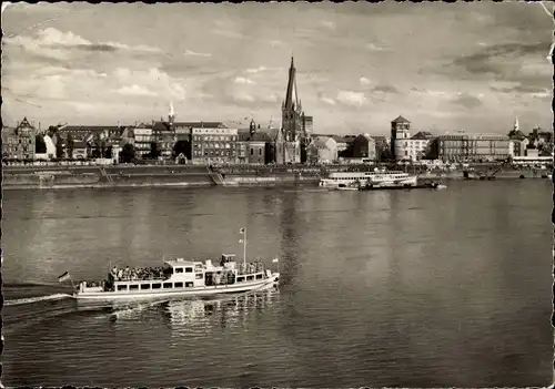 Ak Düsseldorf am Rhein, Rheinpartie, Schiff