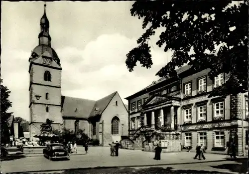 Ak Detmold in Nordrhein Westfalen, Marktplatz mit Rathaus und Kirche