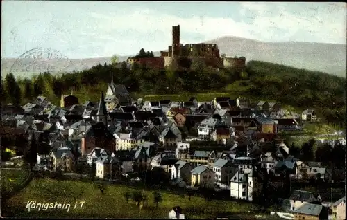Ak Königstein im Taunus, Blick auf die Stadt mit Burgruine