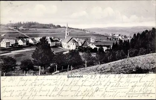 Ak Schönwald im Schwarzwald Baden, Ortsansicht, Kirche