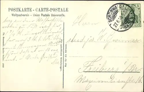 Ak Schönwald im Schwarzwald Baden, Ortsansicht, Kirche