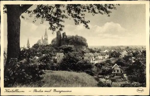 Ak Kastellaun im Hunsrück, Partie mit Burgruine