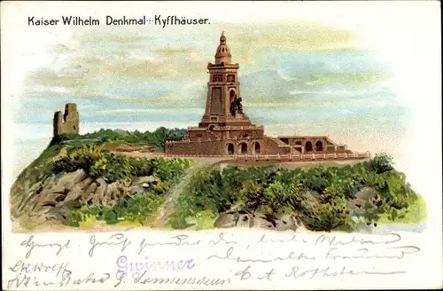 Litho Kyffhäuserland Thüringen, Kaiser Wilhelm Denkmal