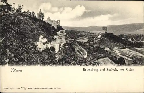 Ak Bad Kösen Naumburg an der Saale, Rudelsburg und Saaleck, von Osten