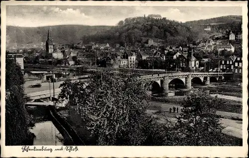 Ak Hohenlimburg Hagen in Westfalen, Ortsansicht, Schloss, Brücke