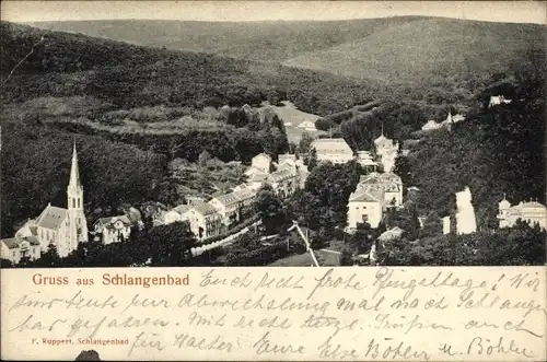 Ak Schlangenbad im Taunus Hessen, Panorama, Kirche