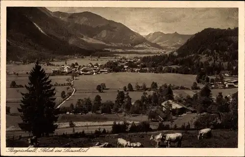 Ak Bayrischzell im Mangfallgebirge Oberbayern, Blick ins Leinachtal