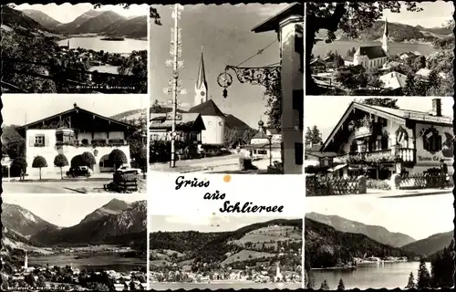 Ak Schliersee in Oberbayern, Kirche, Seepanorama, Detailansicht Gebäude