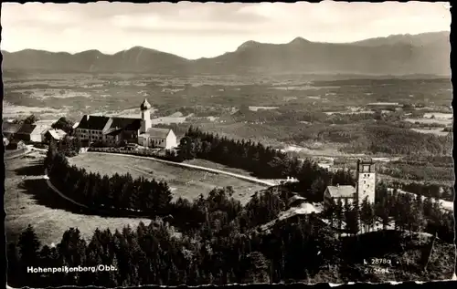 Ak Hohenpeißenberg Peißenberg Oberbayern, Panorama, Kirche