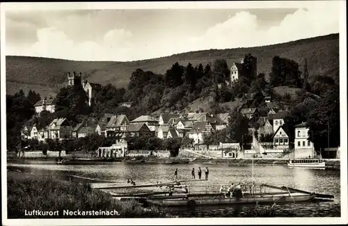 Ak Neckarsteinach in Hessen, Ortsansicht mit Fluss