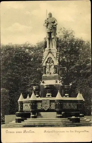 Ak Berlin Tiergarten, Siegesallee, Rolandbrunnen