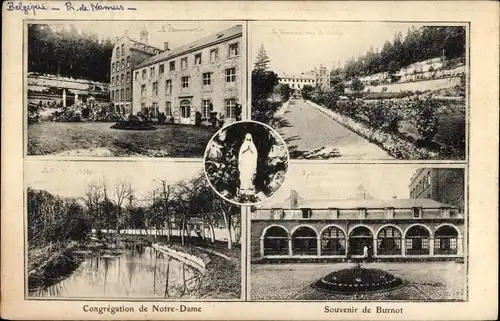 Ak Burnot Namur, Congrégation de Notre Dame 1911, Jardin, Pensionnat