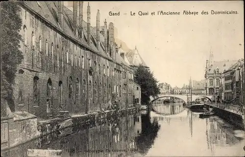 Ak Gand Gent Ostflandern, Le Quai et l'Ancienne Abbaye des Dominicains