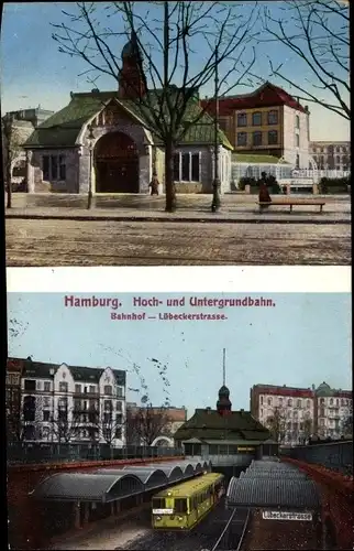 Ak Hamburg Mitte Altstadt, Hoch- und Untergrunsbahn, Bahnhof Lübecker Straße