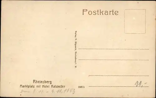 Ak Rheinsberg in der Mark, Marktplatz mit Hotel Ratskeller