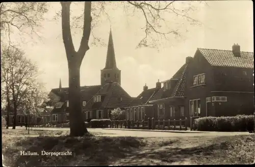 Ak Hallum Friesland Niederlande, Dorpsgezicht