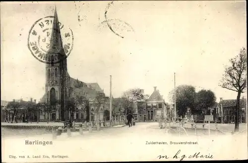 Ak Harlingen Friesland Niederlande, Zuiderhaven, Brouwersstraat