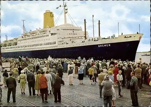 Ak Passagierschiff TS Bremen im Hafen, Norddeutscher Lloyd