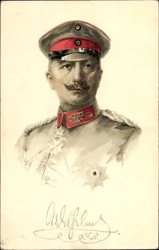 Künstler Ak Kaiser Wilhelm II., Portrait, Uniform, Schirmmütze