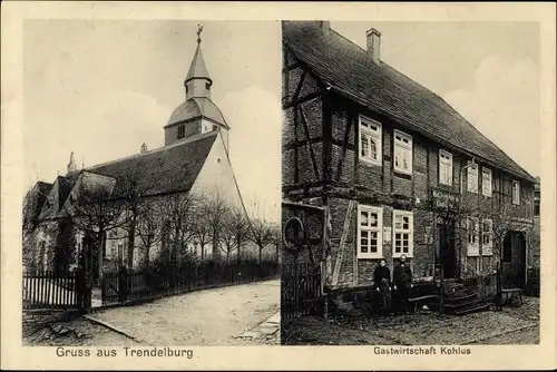 Ak Trendelburg in Nordhessen, Gastwirtschaft Kohlus, Kirche