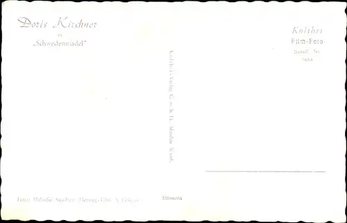 Ak Schauspielerin Doris Kirchner, Schwedenmädel, Portrait, Autogramm