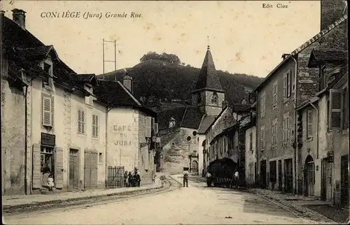 Ak Conliège Jura, Grande Rue, Café du Jura