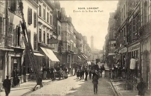 Ak Lorient Morbihan, Entree de la Rue du Port