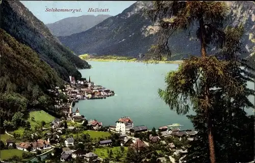 Ak Hallstatt im Salzkammergut Oberösterreich, Ort mit Umgebung