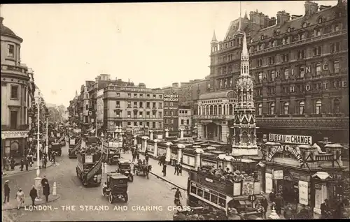 Ak London City England, The Strand and Charing Cross