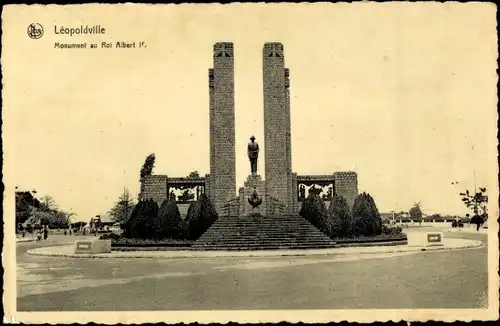 Ak Kinshasa Léopoldville DR Kongo Zaire, Monument au Roi Albert I