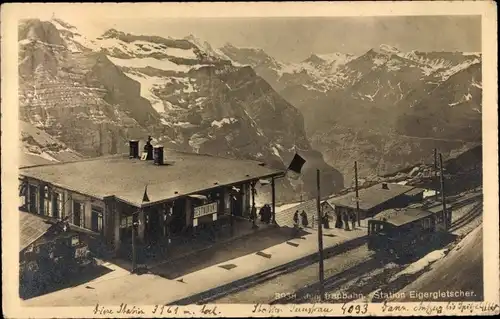 Ak Kanton Bern, Eiger, Jungfraubahn, Bahnhof Eigergletscher