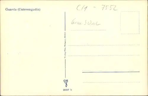 Ak Guarda Kanton Graubünden, Teilansicht mit Kirche
