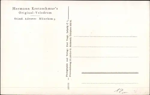 Ak München Bayern, Hermann Kretzschmar's Original Velodrom, Fahrräder