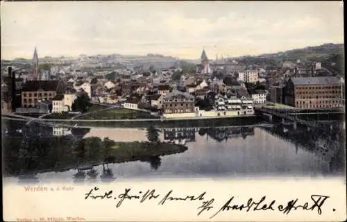 Ak Werden Essen im Ruhrgebiet, Blick auf den Ortsteil, Brücke, Flusspartie