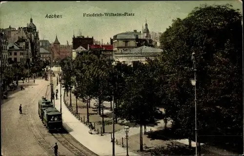 Ak Aachen in Nordrhein Westfalen, Friedrich Wilhelm Platz, Straßenbahn