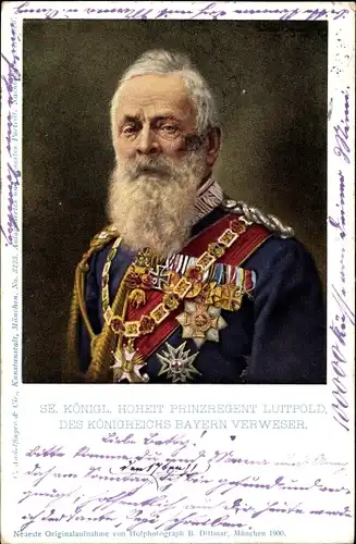 Ak Prinzregent Luitpold von Bayern, Portrait in Uniform, Orden