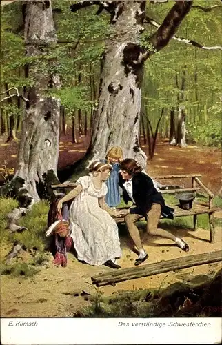 Künstler Ak Klimsch, E., Das verständige Schwesterchen, Liebespaar