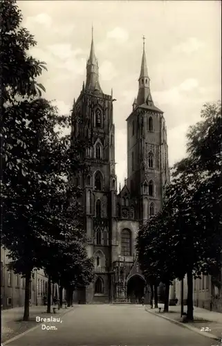 Ak Wrocław Breslau Schlesien, Blick zum Dom