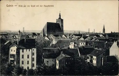 Ak Guben in der Niederlausitz, Stadt mit Hauptkirche