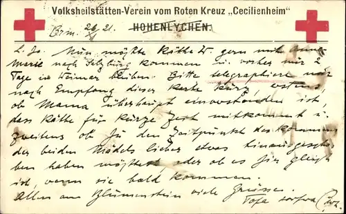 Ak Hohenlychen Lychen in der Uckermark, Volksheilstätten-Verein vom Roten Kreuz Cecilienheim
