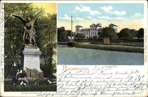 Ak Neustrelitz in Mecklenburg, Carolinenstift, Kriegerdenkmal