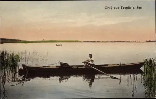 Ak Teupitz in der Mark, Teupitzer See, Ruderboot