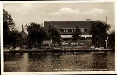 Ak Lübben im Spreewald, Partie an der Spree mit Kaffee Petrenz