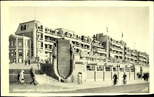 Ak Scheveningen Den Haag Südholland, Boulevard en Monument