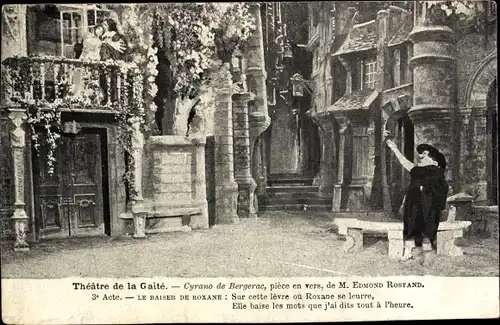 Ak Theatre de la Gaite, Cyrano de Bergerac, Edmond Rostand, Theaterszene