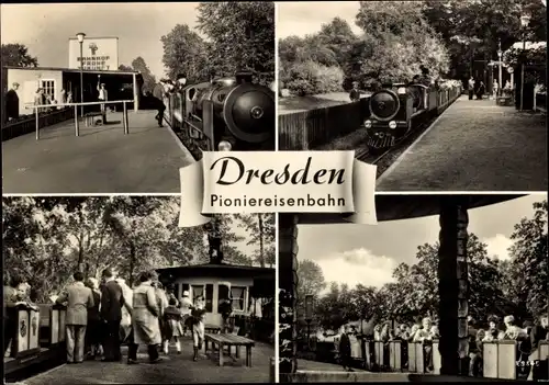 Ak Dresden Altstadt, Großer Garten, Pioniereisenbahn, Bhanhof Frohe Zukunft