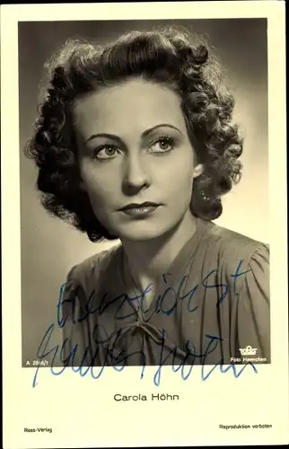 Ak Schauspielerin Carola Höhn, Portrait