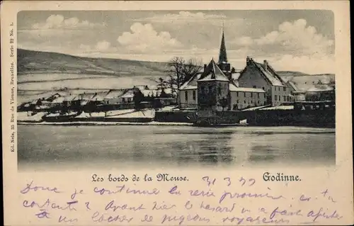 Ak Godinne Yvoir Wallonien Namur, Les bords de la Meuse, Ortsansicht